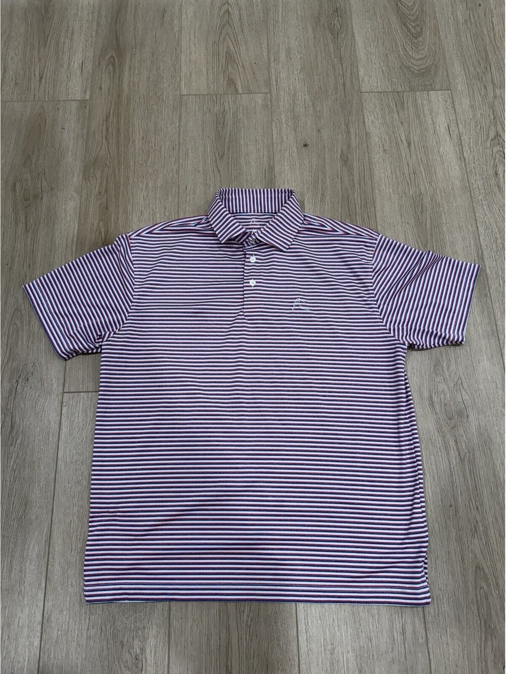 Rhoback The Spacious Skies Heather Striped Polo USA Flag size Medium